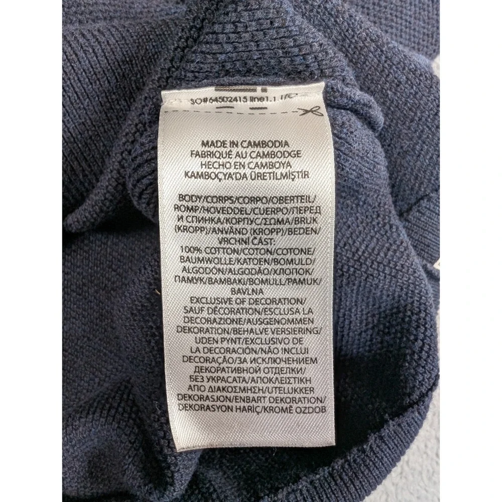 Polo Ralph Lauren Mens Navy Blue 100% Cotton Quarter Zip Pullover Sweater Large